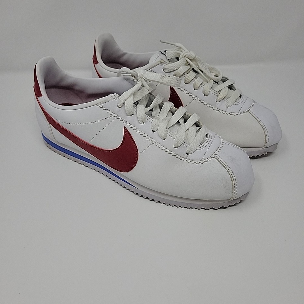 Nike Classic Cortez Leather Women's 8 White Varsity Red Blue Sneakers 807471-103